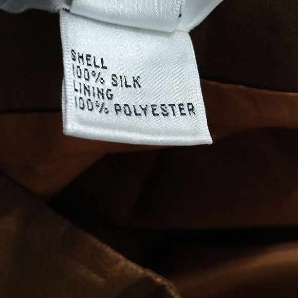 Talbots Pure silk bronze Iridescent Pleated A-Line Full Midi Skirt Sz 6P - Picture 6 of 6